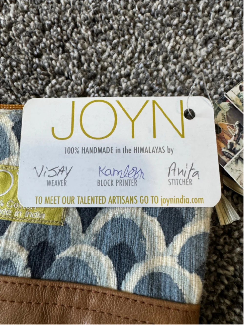 Women's JOYN Blue & Brown Patterned Cotton Cosmetic/Accessory Pouch NWT